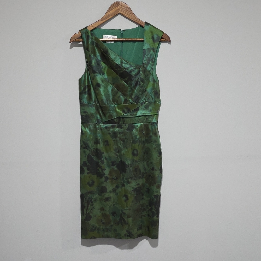 Kay Unger New York sleeveless satin midi cocktail dress Size 10 Women's